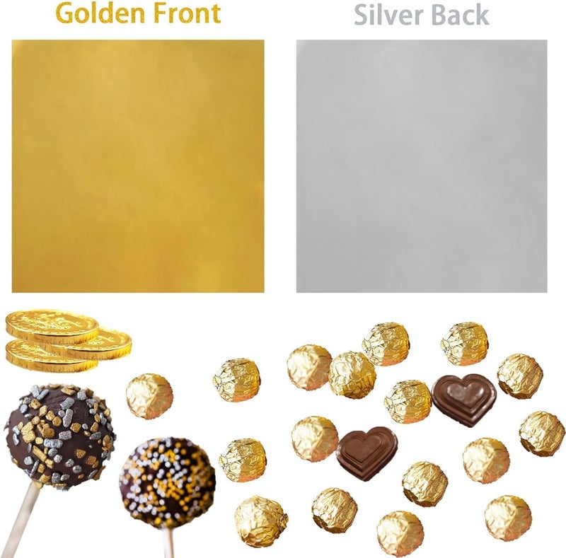 MITOB 200 Pack 3.9x3.9 inch Golden Chocolate Wrappers Aluminium Foil Square Sweets Lolly Paper Wrapping for DIY Food Candy Packaging Decoration Party Favor Wedding Birthday Accessories - Image 2